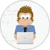 Monkey on laptop icon.