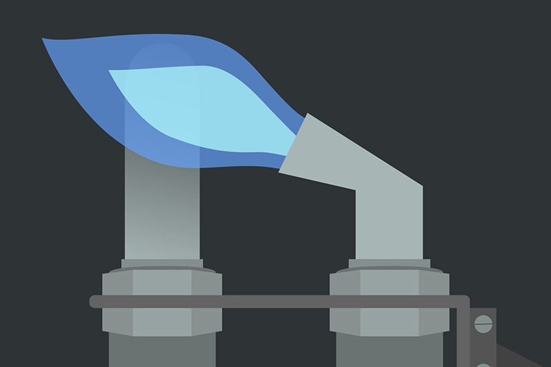 Digital illustration of a working pilot light on a furnace.