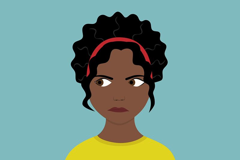 Female looking around