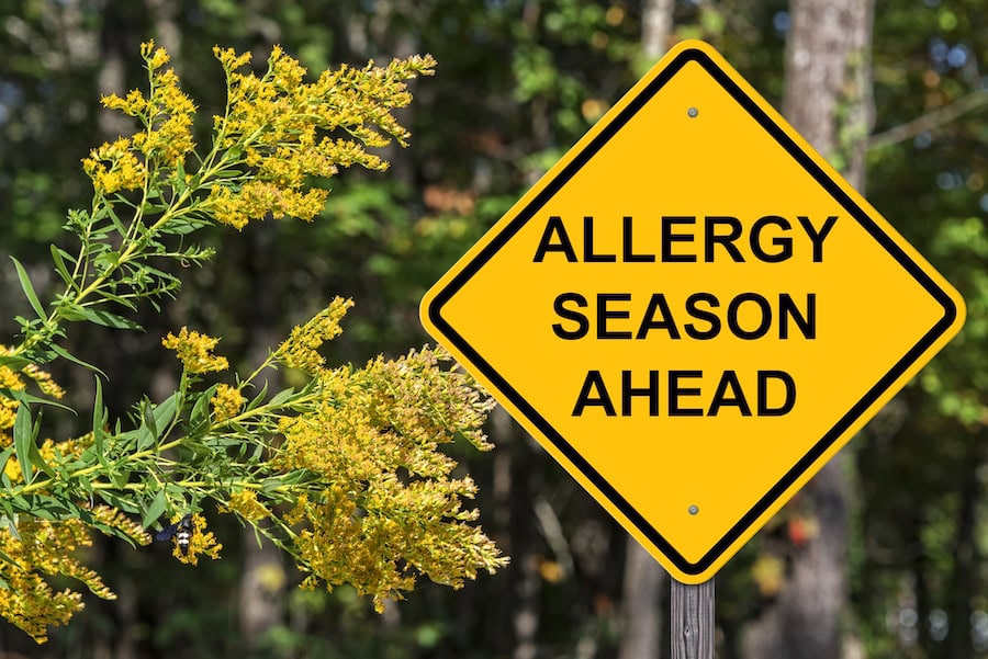 Caution Sign - Allergy Season Ahead to represent indoor air quality.