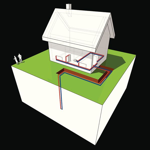 Digital illustration of home with geothermal. Geothermal Basics.